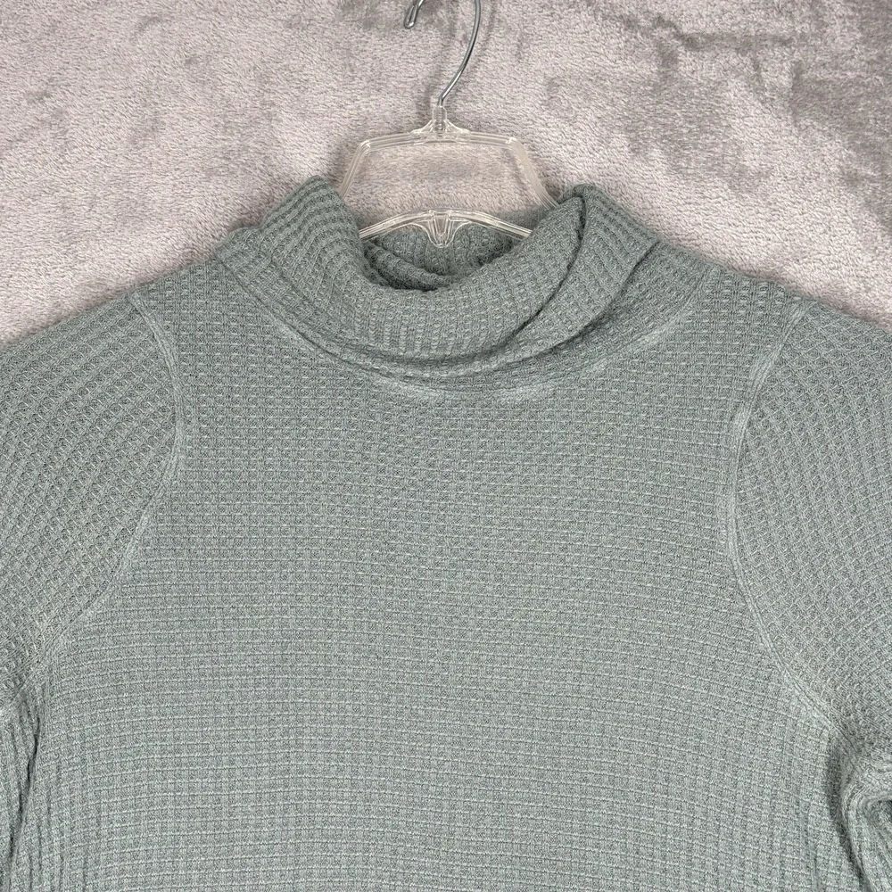 Free People We The Free S Small Sage Green‎ Waffle Knit High Low Tunic Mock Neck